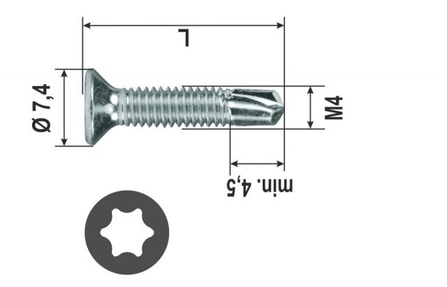 Vite autof. testa svasata, filet. metrica, torx