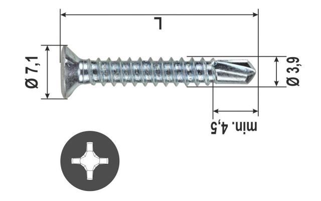 VITE AUTOFORANTE SK -H -ZB 3.9x38 mm