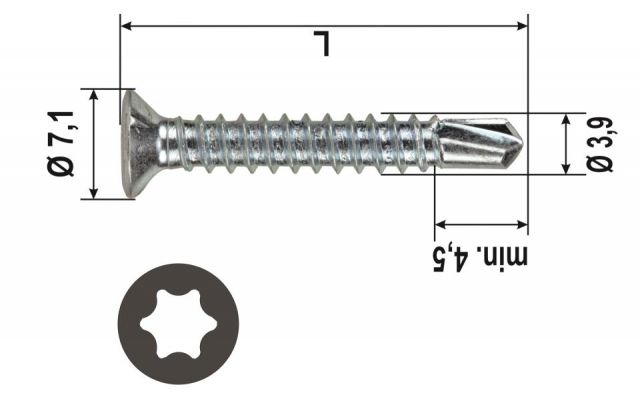 Vite autoforante NoRi TX 3,9X38mm