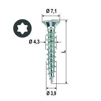 Vite per ferramenta,4,3x30mm TX Top Silver 800