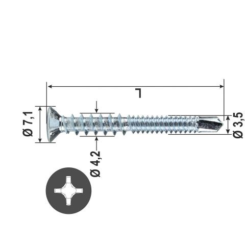 VITE AUTOFORANTE SK -H -ZB* 4.2x35 mm T. Bianca